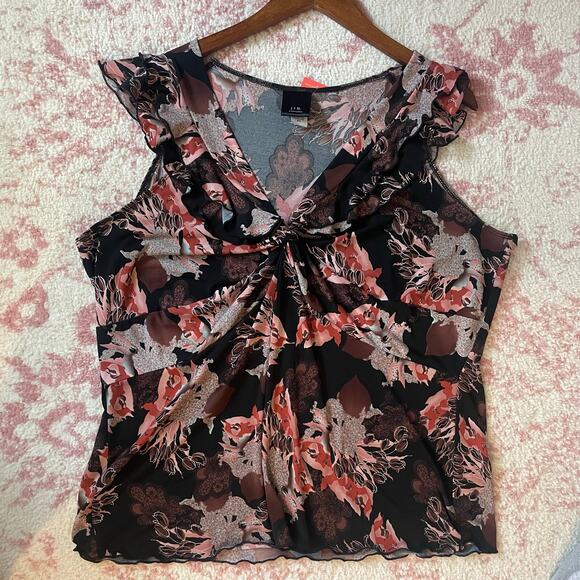 Vintage Y2K Whimsygoth Floral Ruffle Plus Size Top - Picture 1 of 5